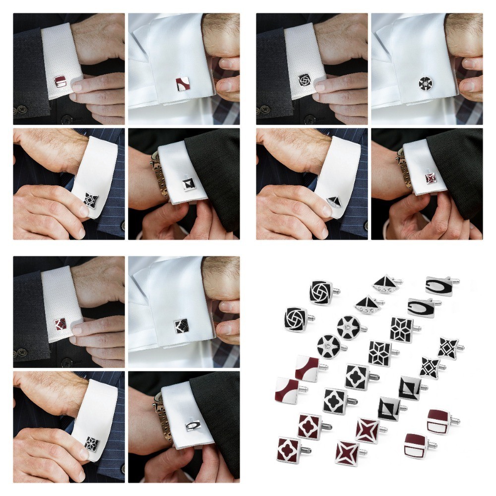 Men's Casual Cufflinks Enamel Sleeve Studs Black Personalized Diamond ...