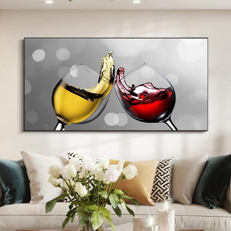 Modern Champagne Wine Glass Canvas Painting Posters and Prints Wall Art ...
