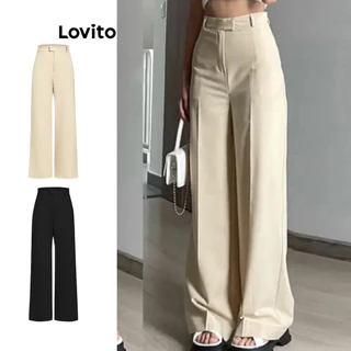 Lovito Women Pocket Pants L67AD135 (Khaki)