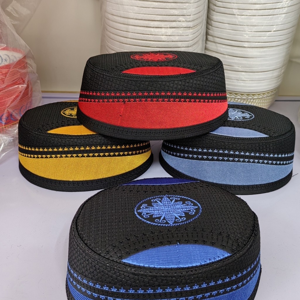 Muslim Hat Men's Hard Shell Embroidered Boat Shaped Oval Prayer Hat ...
