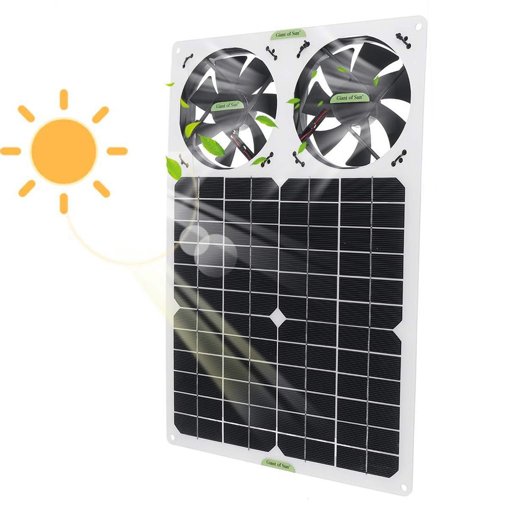 100W Single Crystal Dual Fan Panel Solar Panel Fan Exhaust Fan Mini ...