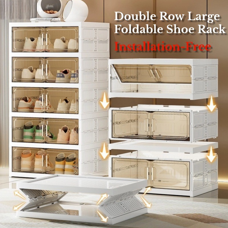 3/6/9 Layers Large Shoe Cabinet Shoe Rack Installation-Free Dustproof ...