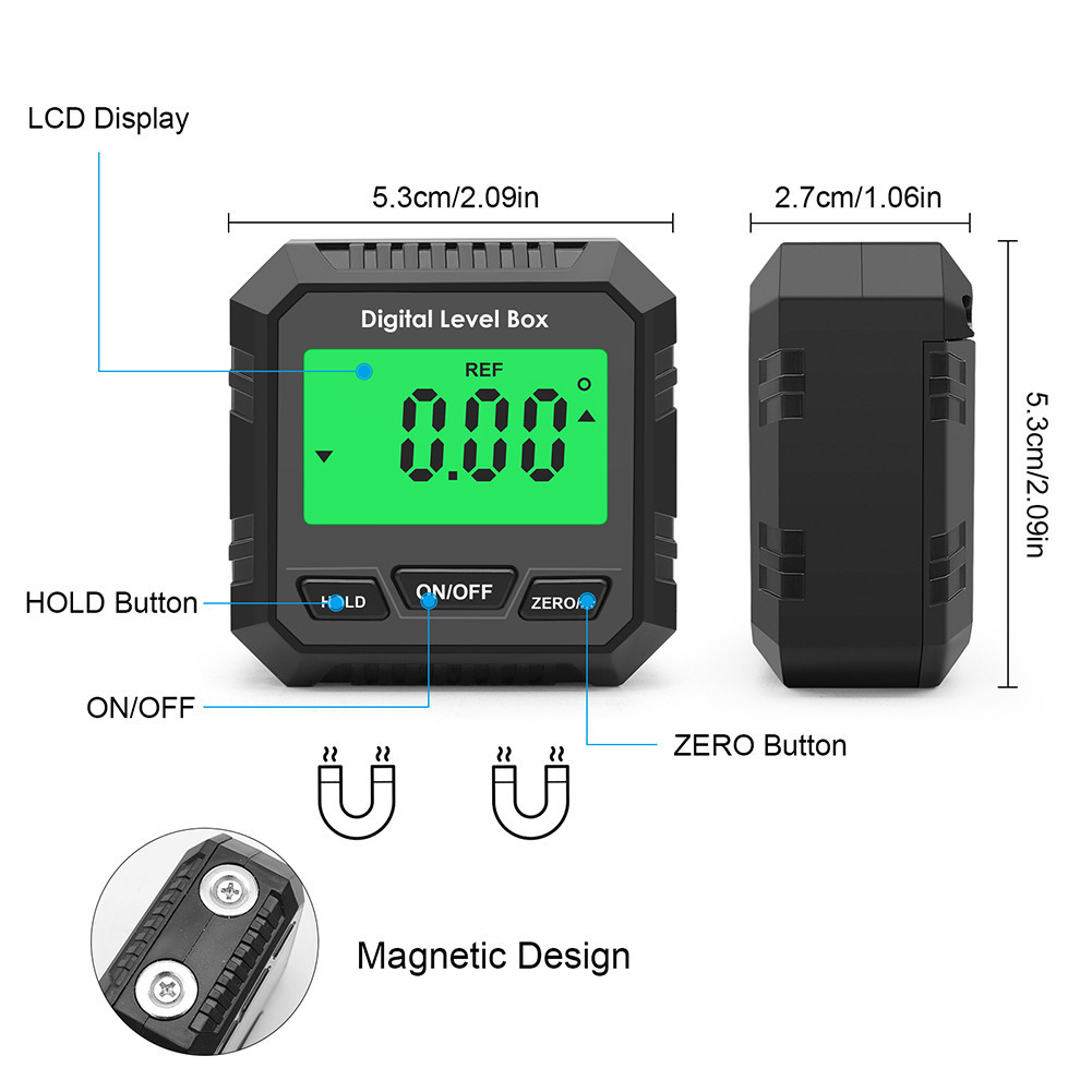 Digital Protractor with Backlight and Magnetic Base Angle Finder ...