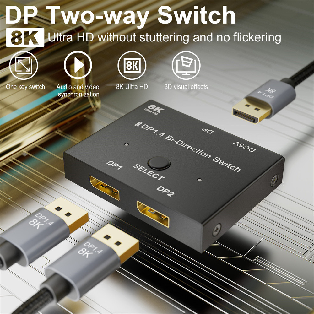 Displayport Switch 8K Bidirectional DP 1.4 Switch 8K@60Hz 4K@120Hz ...