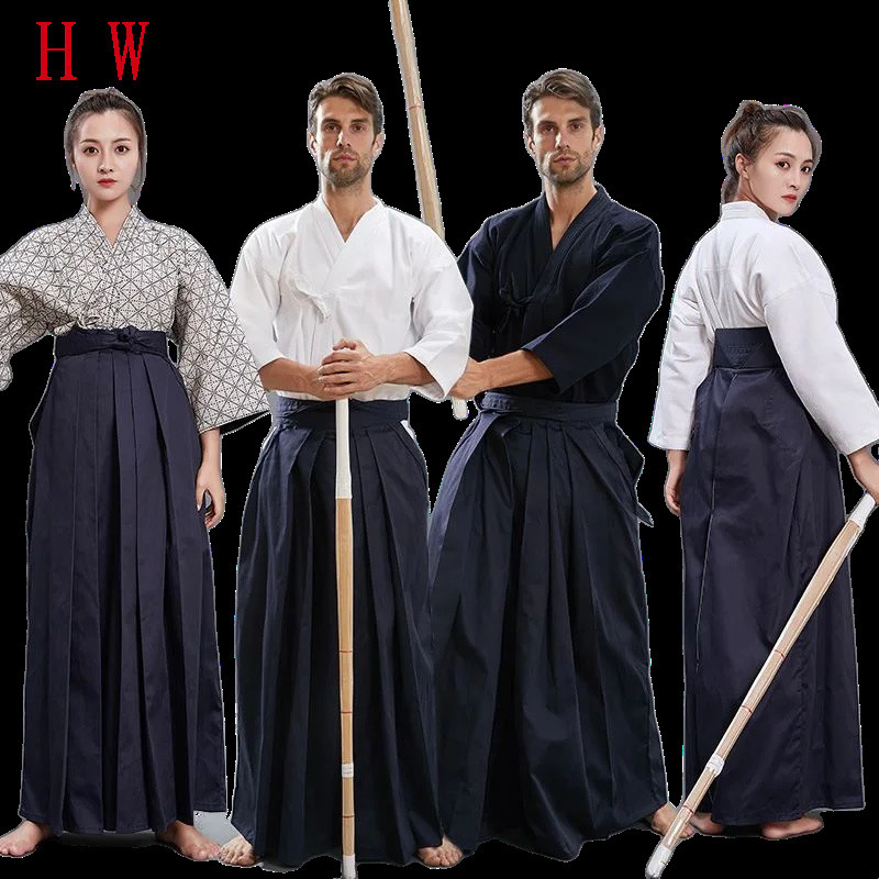 Aikido Gi Uniform Cotton Hapkido Pants Kendo Hakama Black Deep Blue ...