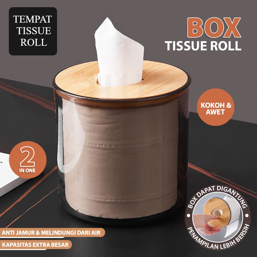 KAYU Amore Round Tissue Roll Holder MODERN Minimalist Wooden Lid ...