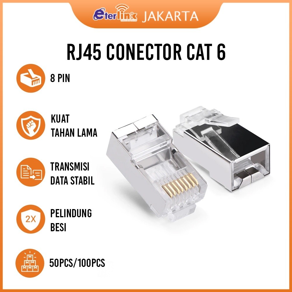Original RJ45 Cat6 Connector 50 pcs / 100 pcs Good Metal Conductor ...