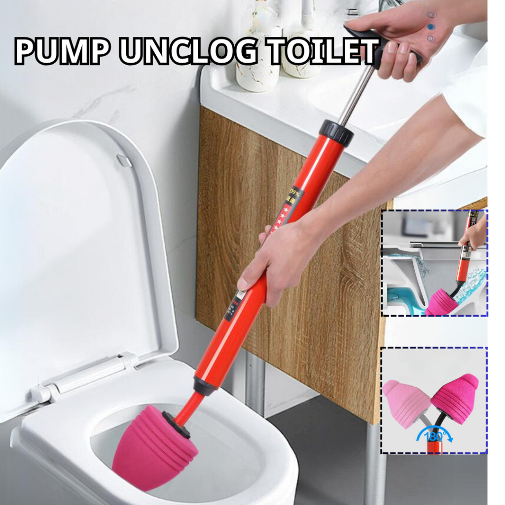 Pump Unclog Toilet Cleaner Drain Declogger Air Plunger High Pressure ...