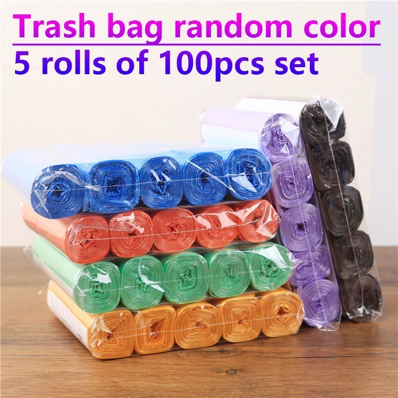 Black Garbage Bag 5 Rolls Of 100pcs Plastic Rubbish bags (45cm*50cm ...