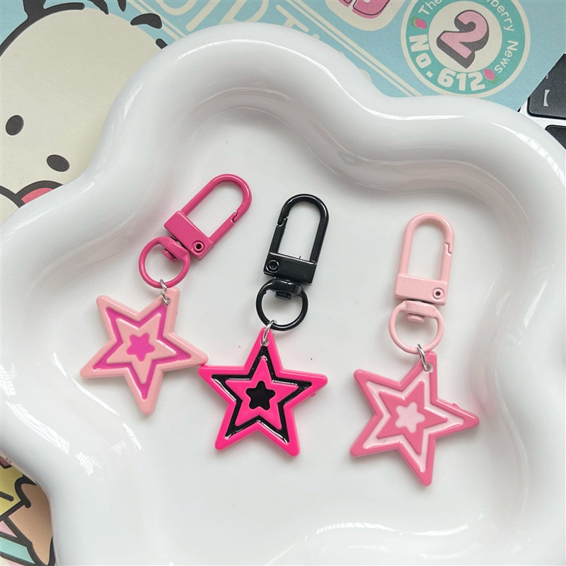 Five-pointed Star Keychain Rose Red Star Pendant Schoolbag Pendant ...