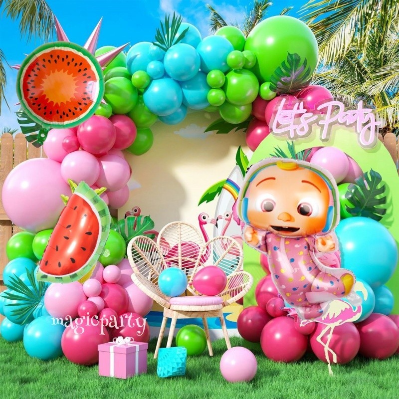 Cocomelon Balloons Leafs Watermelon Cartoon JOJO Foil Balloons Birthday ...