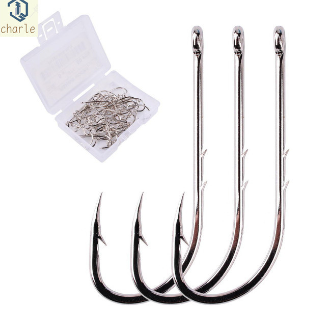 Limited-time offer!! 50pcs Long Shank Fishing Hook Straight Handle High ...