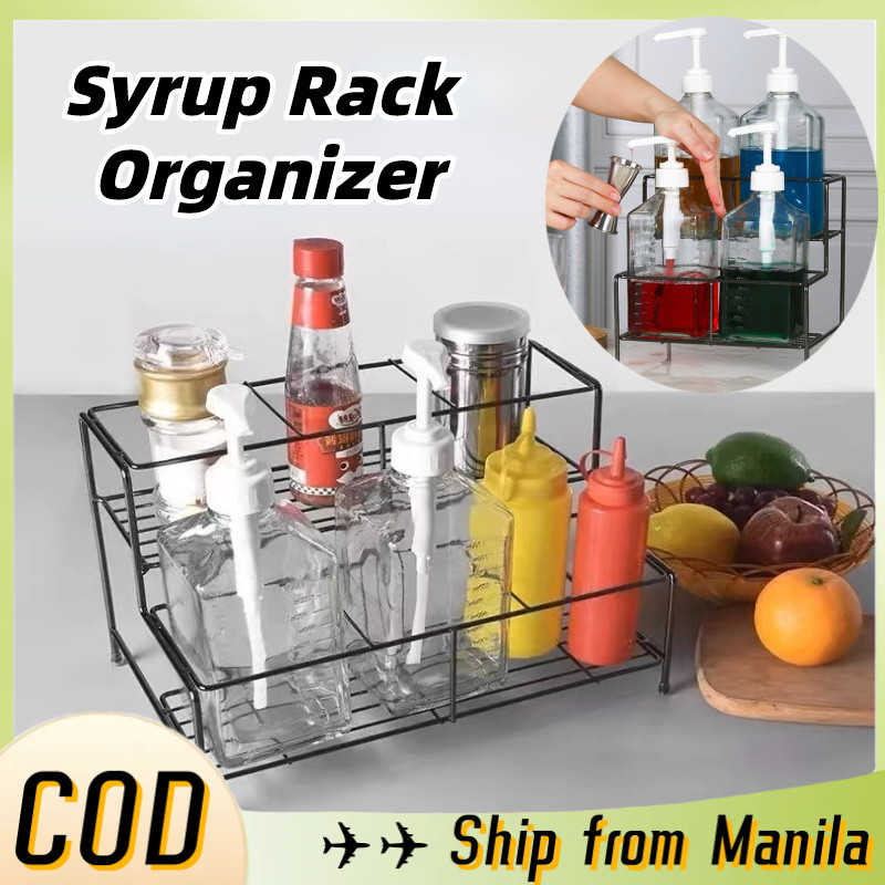 Syrup Rack Organizer Stainless Steel Multifunctional Syrup Bottle ...