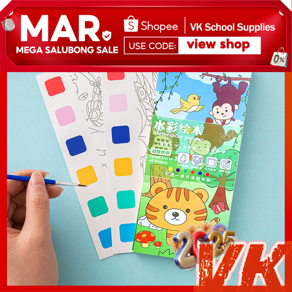 VK Painting Coloring Book Set with Paintbrush Graffiti WaterColor for ...