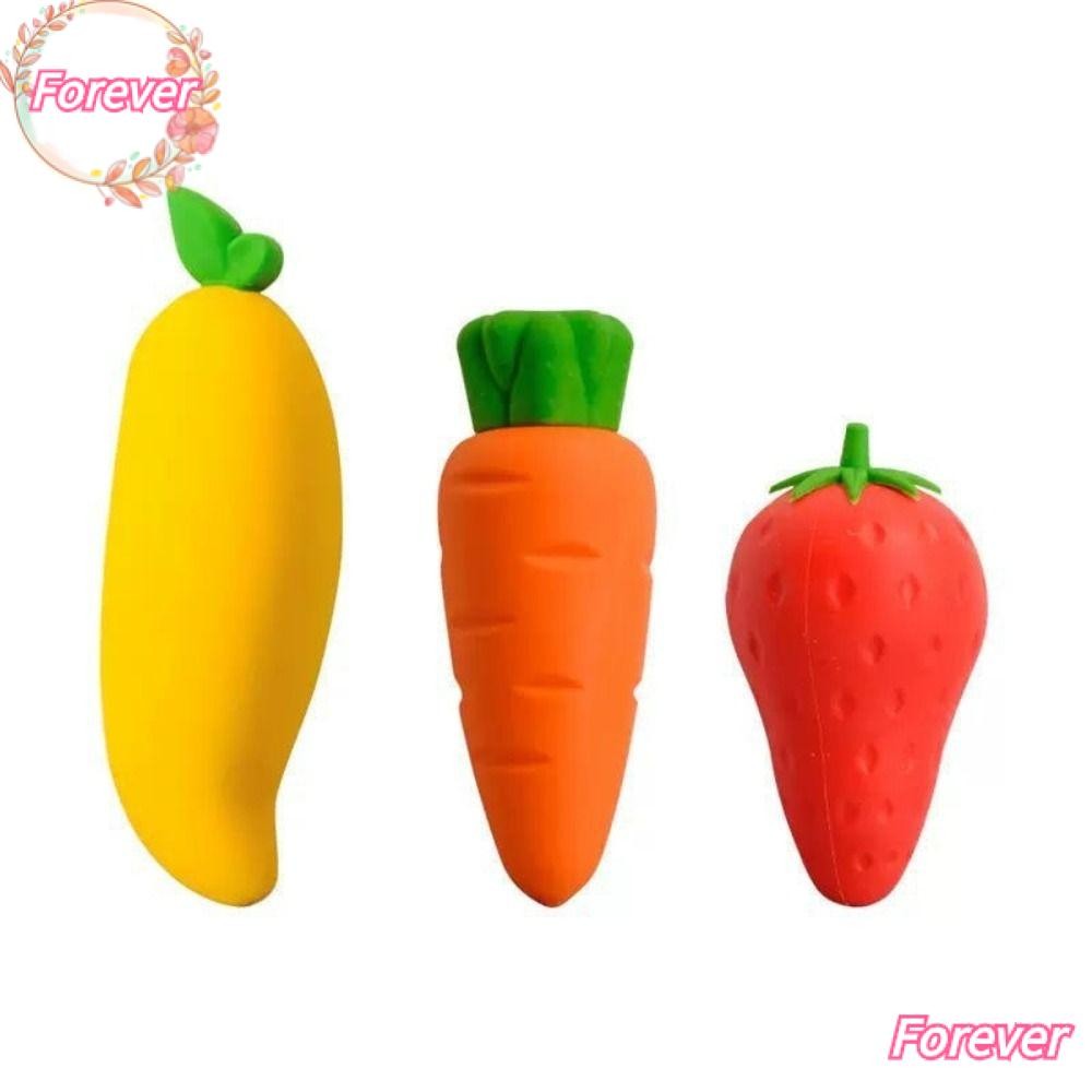 FOREVER Large Fruit Eraser, Carrot/Strawberry/Mango Without Leaving ...