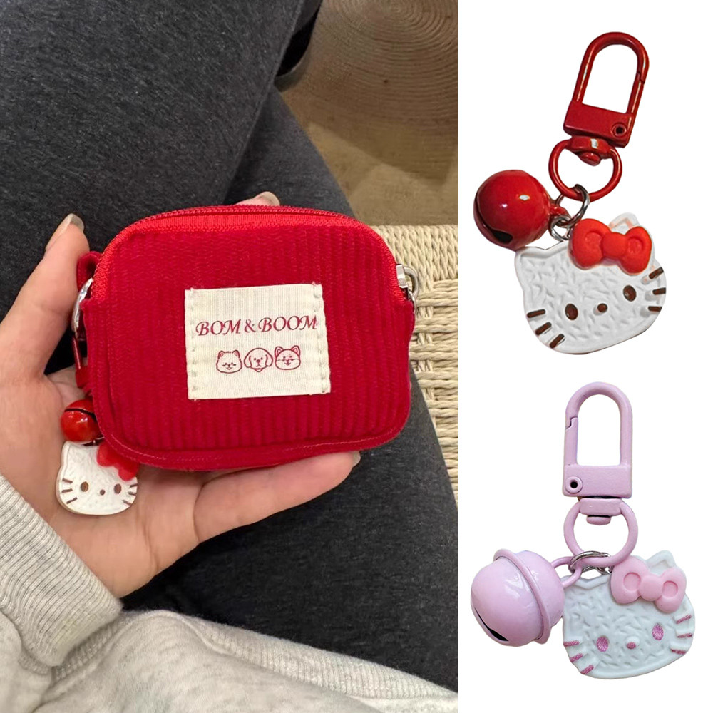 Red Mini Wallet Coin Earphone Lipstick Storage Cute INS Portable Bag ...
