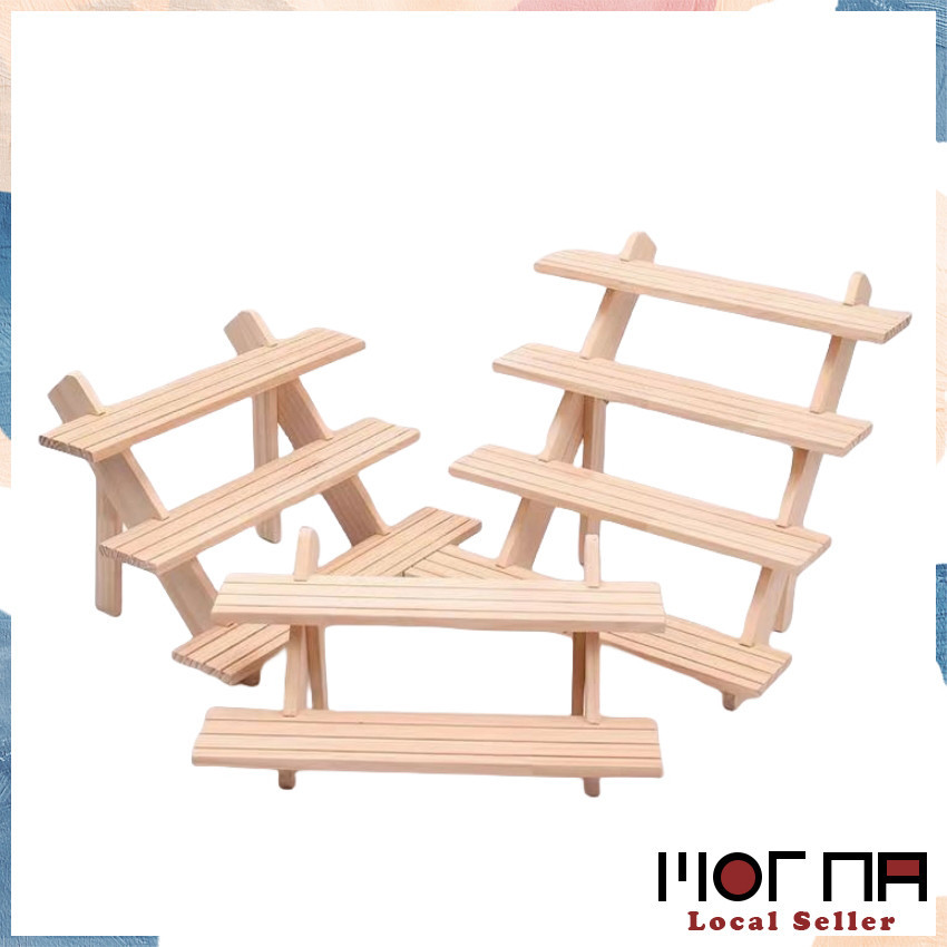 Multi-Tier Wooden Display Rack Ladder Shelves Wood Display Rack for ...