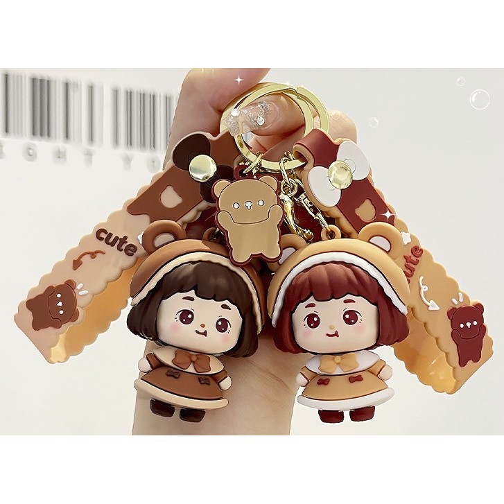 Cute Teddy Bear Girl Key Rings Key Chains Cartoon Pendant Backpack ...