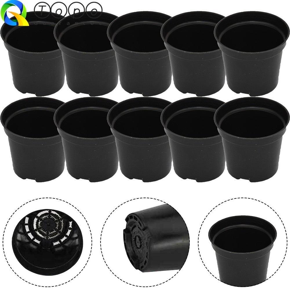⭐Ready Stock⭐ 10PCS Black Plastic Plant Pots Multiple Sizes Large