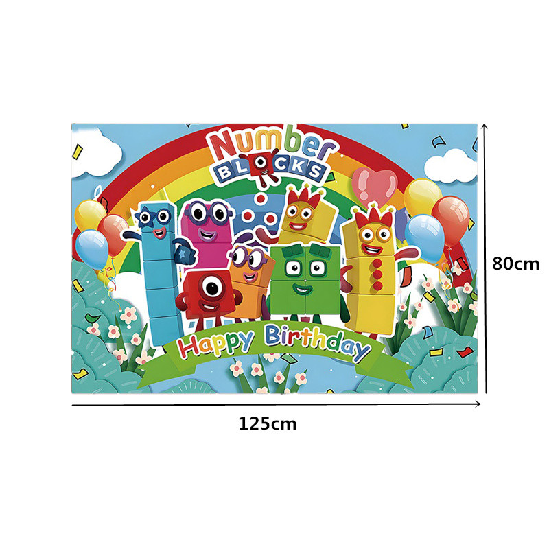 125x80cm Number Blocks Photo Backdrop Vinyl Cloth Photography ...