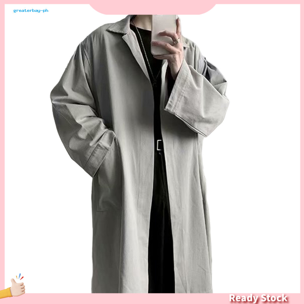 [Greaterbay] Long-sleeve Light Coat for Men Windproof Men Mid-length ...