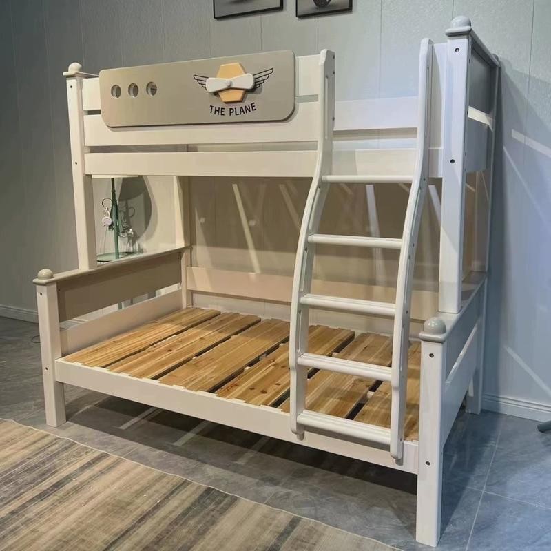 All Solid Wood Bunk Bed with Offset Design, Double Layer Wooden Bed ...
