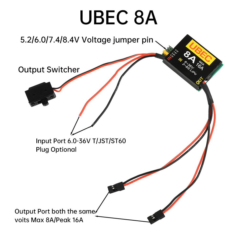 Pcbfun Receiver Independent Power Supply Module 2S-8S 6-36V UBEC-8A BEC ...