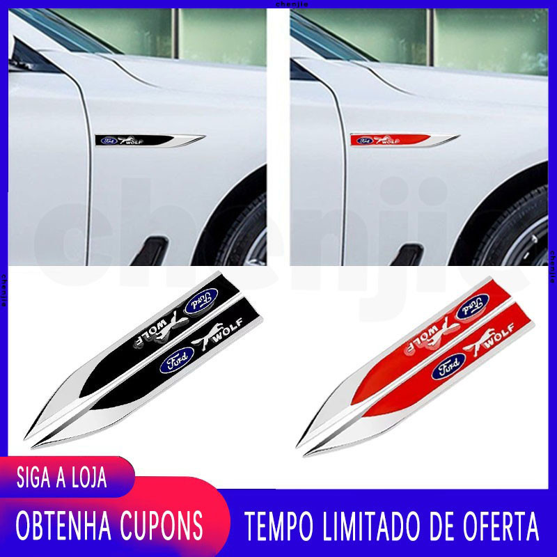 2Pcs Car Sticker Door Side Emblem 3D Metal Leaf Label decoration ...