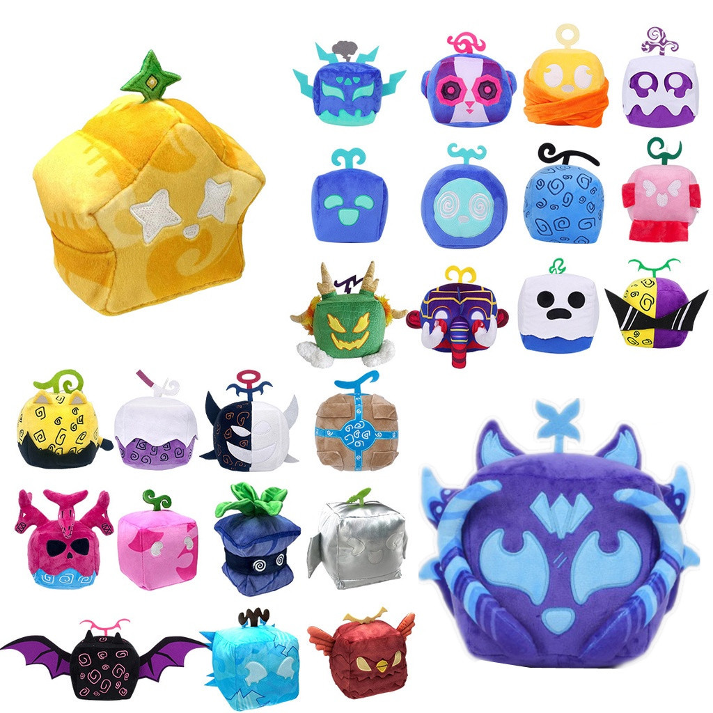 13/20cm Blox Fruits Plush Toy Kitsune Fruit Anime Game Plush Doll Fruit Leopard Pattern Box