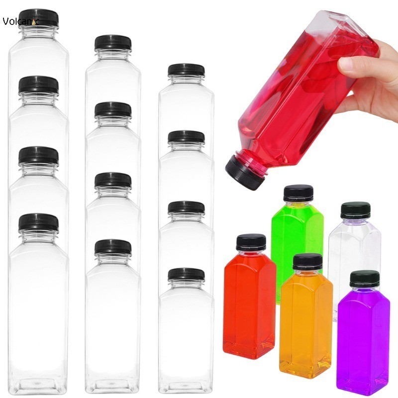 150/250/350/500ml Empty Drink Bottles with Black Lids DIY Plastic ...