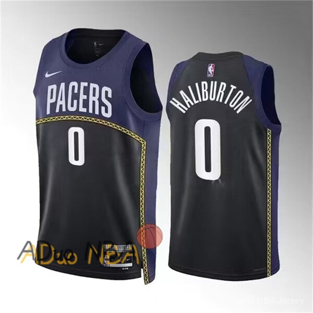 Hot pressed Camisas NBA Indiana Pacers Tyrese Haliburton #0 Blue 2023 ...