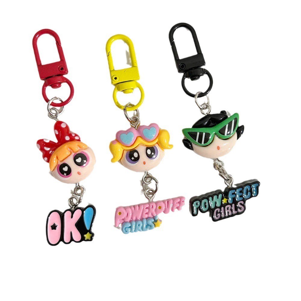 The Powerpuff Girls Keychain Blossom Bubbles Buttercup Dolls Keyring ...