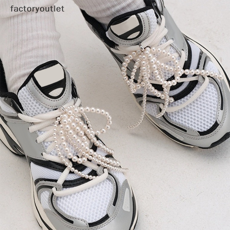 Fcph Handmade Pearl Bead Bowknot Charm Shoe Buckle Decoration Shoelaces