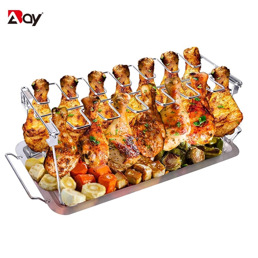 RR+`Vertical BBQ Grill Smoker Stand Barbecue Rack Chicken Roaster Drip ...