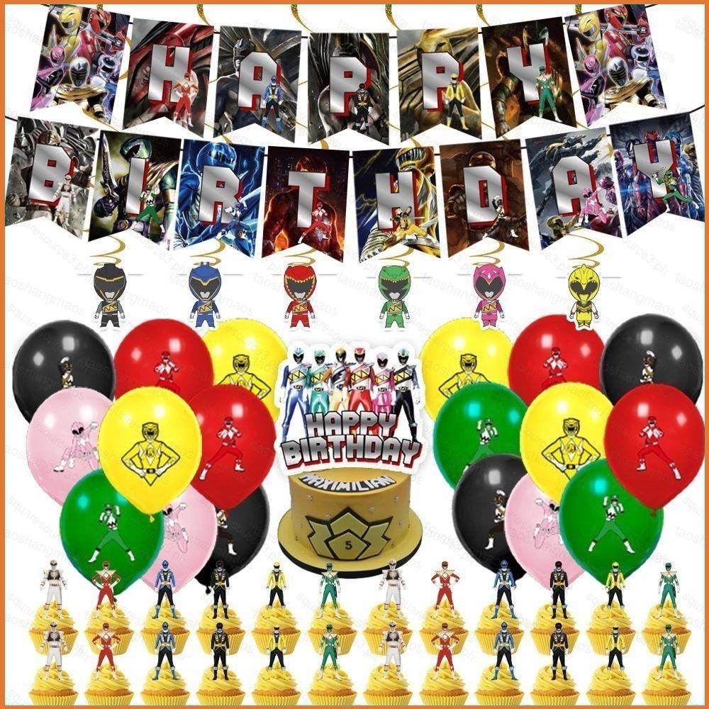 Power Rangers Theme kids birthday party decorations banner cake topper ...