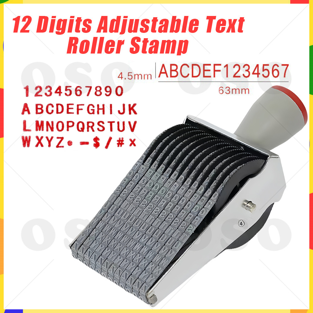 12 Digits Personalized Phrases Roller Dater Stamp Adjustable Text ...