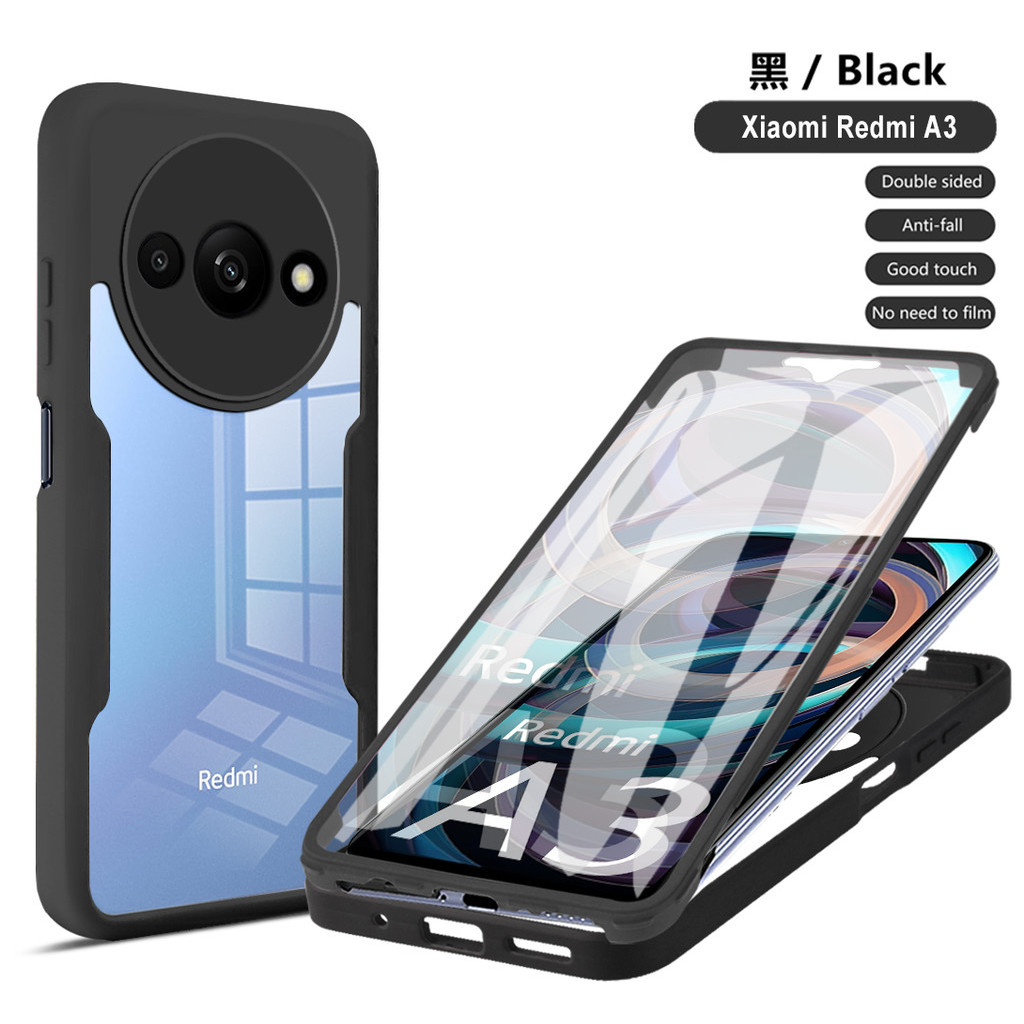 360 Crystal Clear Case for Xiaomi Redmi A3 A1 A2 Plus 4G Full Body  Shockproof Transparent Protective Double Cell Phone Case Cover