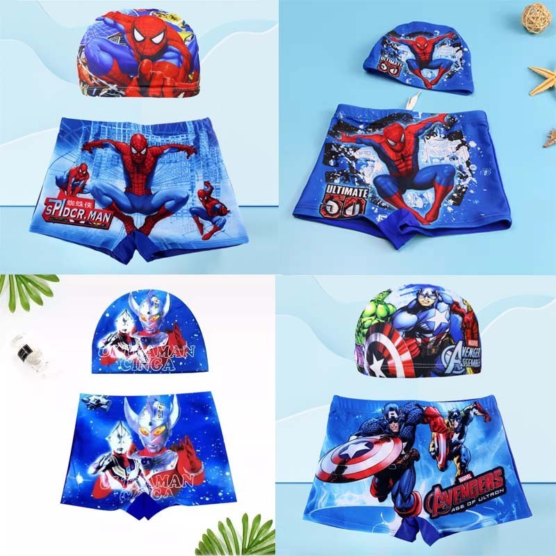 Spider Man Captain Ultraman Swimsuit Kids Cartoon Swimsuit for Boys ...