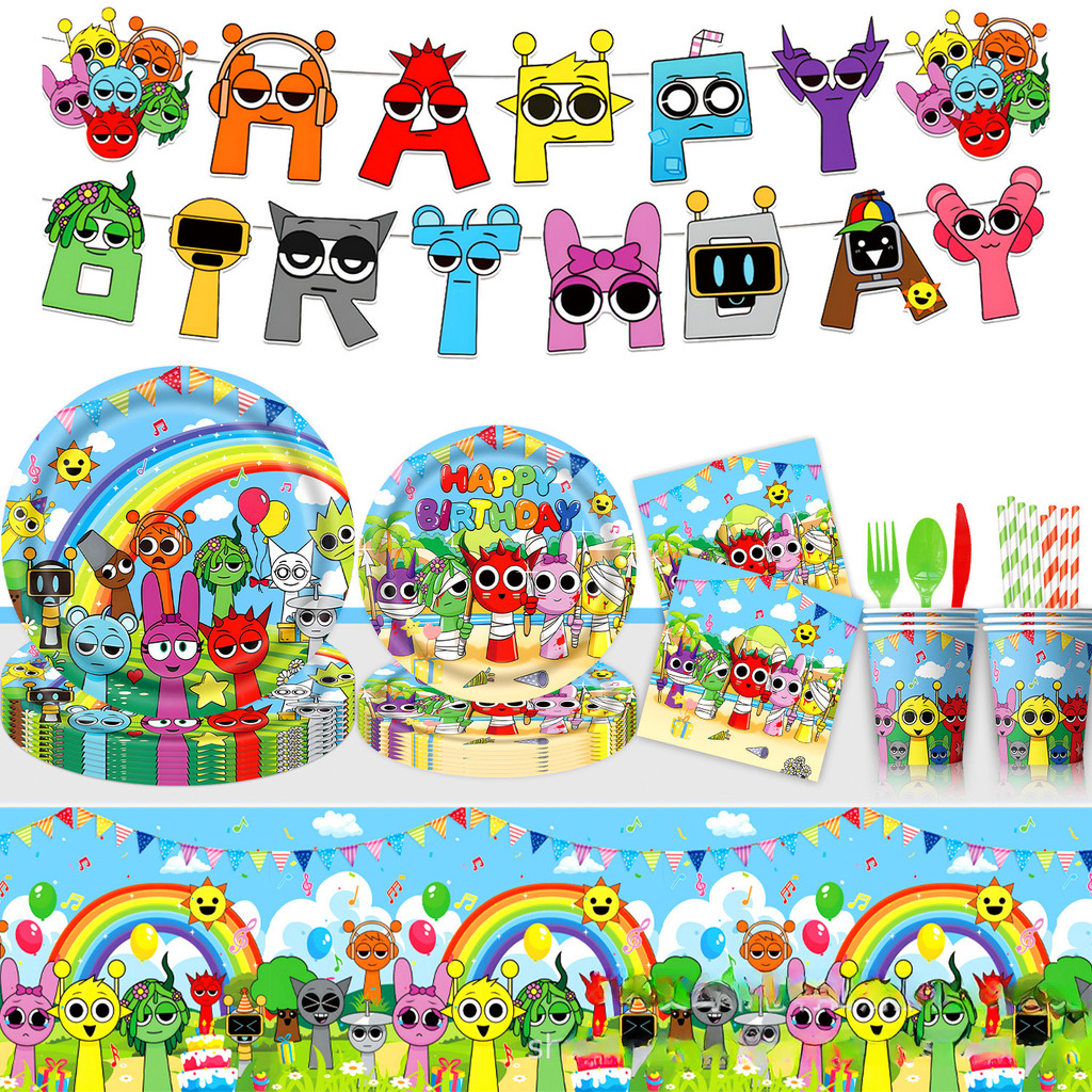 Sprunki Birthday Party Set Balloon Banner Paper Cup Gift Bag Surprise ...