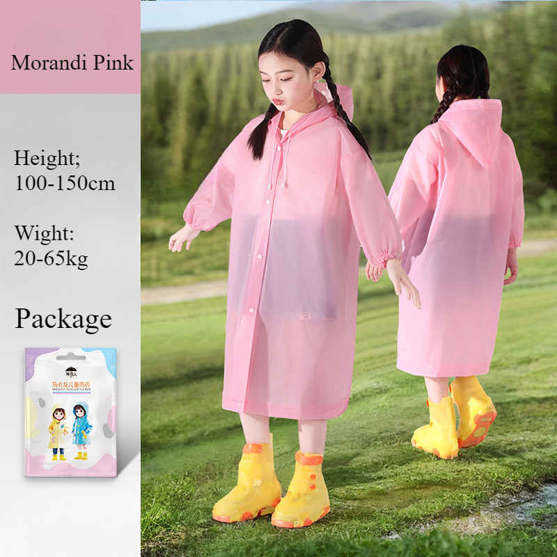 Children Raincoat Kid Carry backpacks Boy Girl Student Hiking Full Body ...
