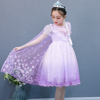 [In Stock] Kids dress Frozen elsa Gradient dress elsa Girls Mesh Fluffy ...