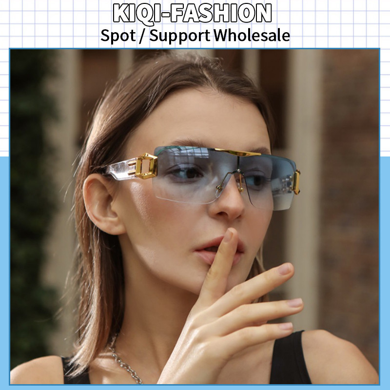 New Fashion Personalized Sunglasses for Men and Women One-piece Aviator  Rimless Trend Futuristic Outdoor Sunshade Sunglasses