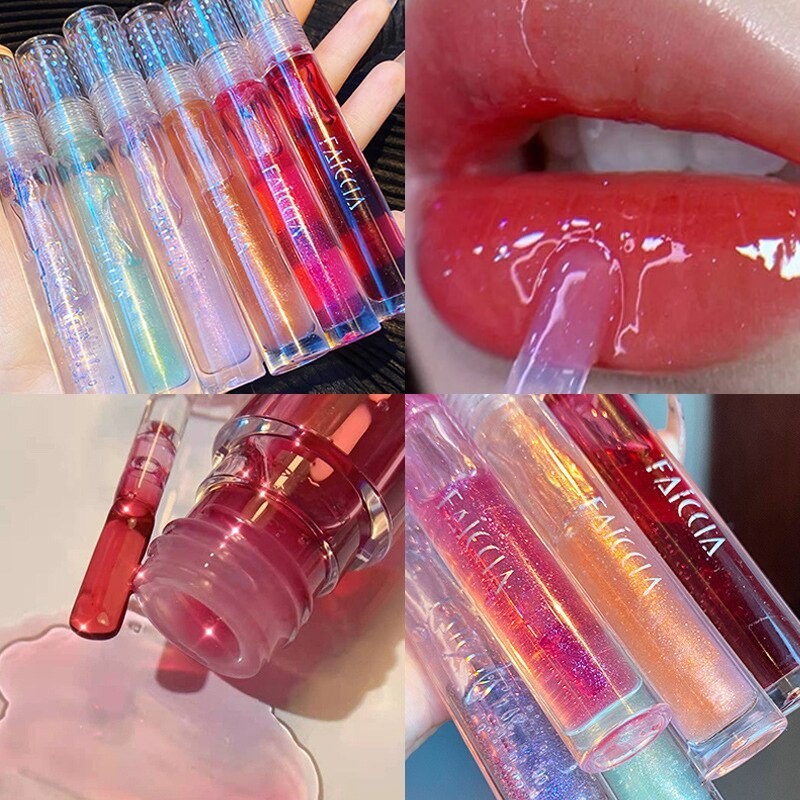 4 Color Transparent Glass Lip Cosmetics Makeup Mirror Water Lip Gloss ...
