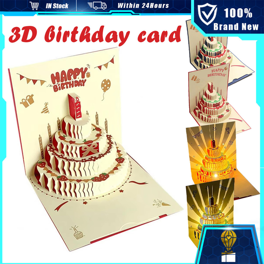 Creative Birthday Card with Music and Light 3D Birthday Card Greeting ...