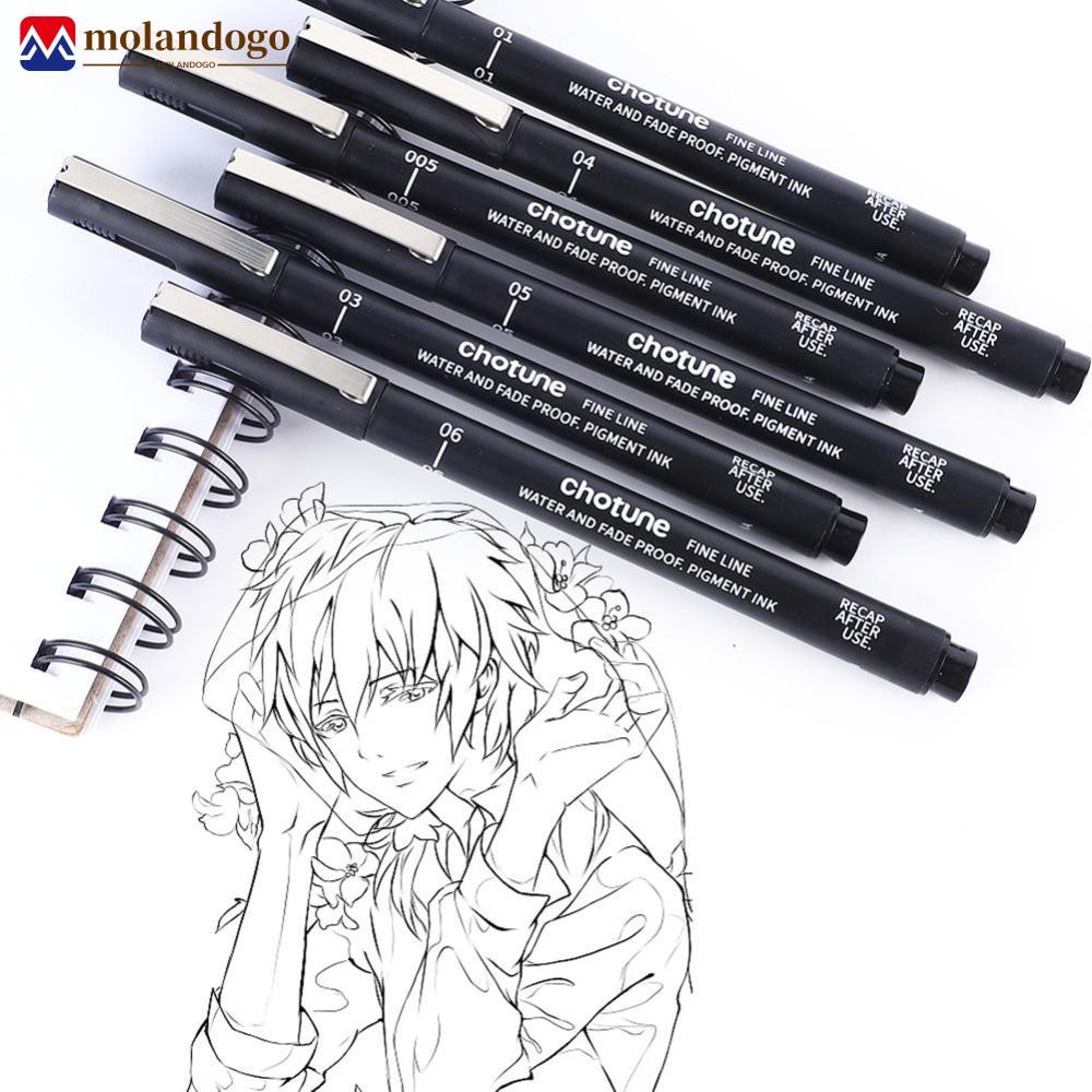 MOLANDOGO 3/6/9/15PCS/Set Black Fine Point Pen Waterproof Ink Line ...
