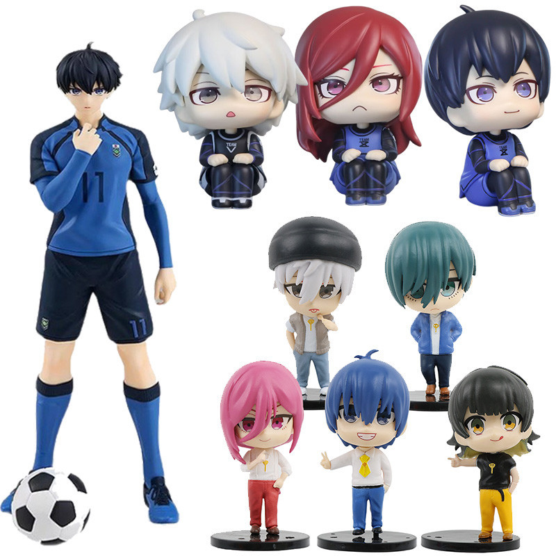 Blue Lock Figurine Seishiro Nagi Reo Mikage - Figurine d'action de l'anime - Maillot de football - Fait à la main - Modèle de dessin animé - Décoration de table - Cadeau (PVC, 16 cm