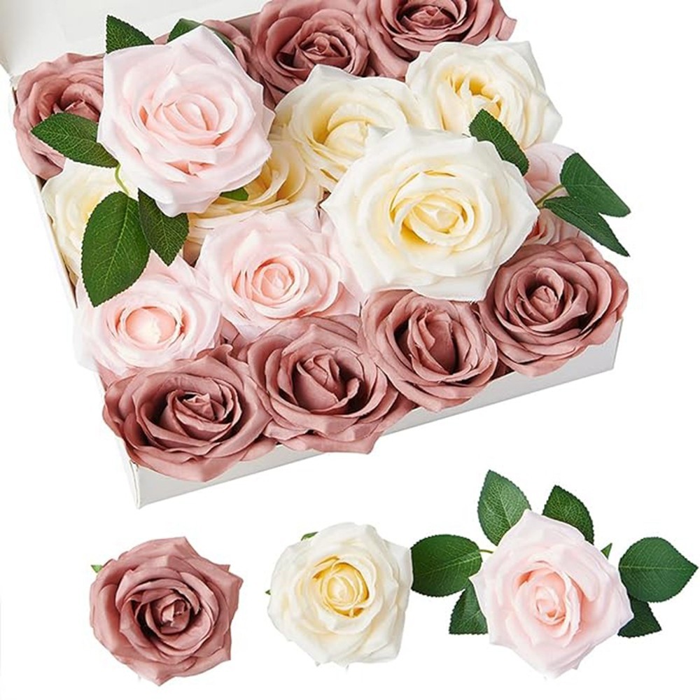 Dusty Rose Artificial Flowers Fake Roses Silk Roses Real Looking Fake ...