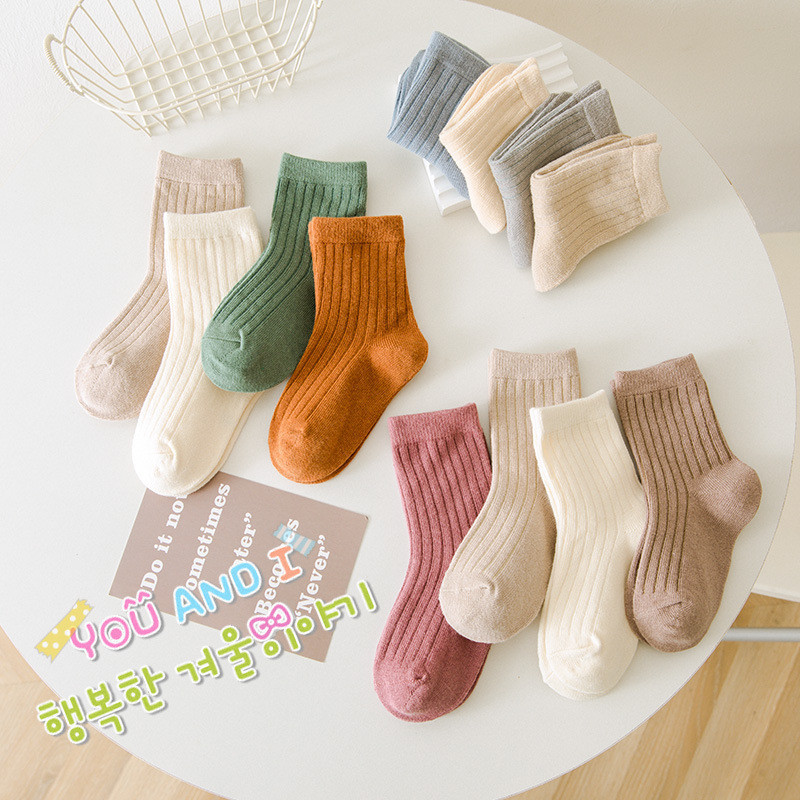 High Quality Autumn Winter New Kids Socks Solid Color Morandi Color ...