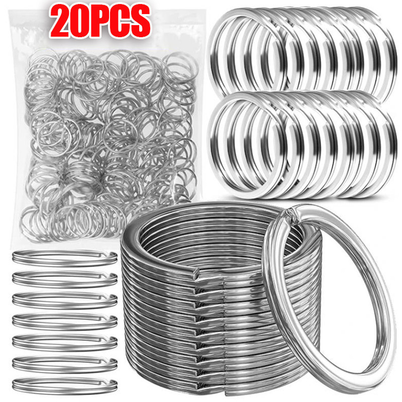 20Pcs 25mm Round Split Keychain Rings/Polished Silver Key Ring/DIY ...