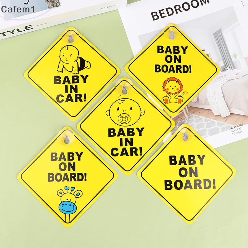 Baby On Board Car Window Signs - 2 Pack, 5x5 Inch, Reusable Suction Cup, Waterproof Safety Sticker - View #7